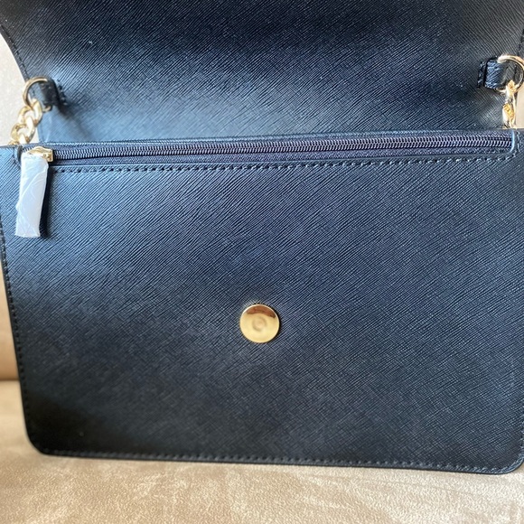 Michael Kors Gusset Leather Crossbody Bag - Black/Gold - Picture 7 of 13